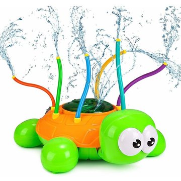Frlife - Jouet Arroseur pour Enfant,BR-Vie Portable Tortue Jouets Sprinkler avec 6 Tubes Pivotants Rotatif Jouet D'arrosage d'eau pour Jardin Plage