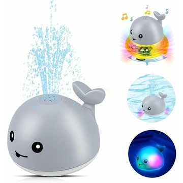 Jouet de bain HANBING pour bébé Baleine, Jet d'eau et pulvérisation avec lumière clignotante et fontaine musicale pour piscine - 11x10x9 cm