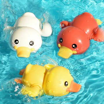 Jouet Bain Canard HANBING Jeux de Bain pour Piscine, Jeu Bain Bébé Enfant, Animaux Jouet Remonter Flottants, Cadeau Fille Garçon 1084cm, 3Pcs Jaune, Rouge
