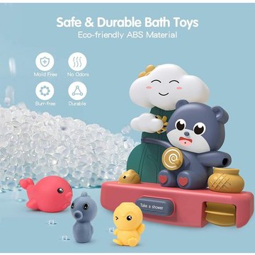 Jouet de Bain TUMALAGIA, Jouet de Bain Cascade 7 Pcs pour Bébé à Partir de 1 an, Jouets de Bain Douche avec Tasse Empilable, Idéal pour Les Piscines de Salle