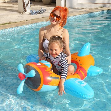 Jouet gonflable avion flottant Boom pour enfants, piscine gonflable flottante avec pistolet à eau, bouée de piscine pour enfants, tapis flottant pour piscine