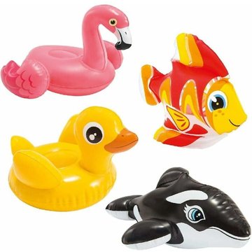 Jouets de bain gonflables WAHAISON 25x23cm (flamant rose, baleine, poisson tropical, caneton) pour piscine