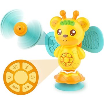 Jouets de chaise haute pour bébé avec musique et lumière pour aider les enfants à manger, jouets musicaux avec ventouse et plateau tournant, jouets