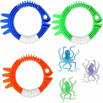 Jouets de plongée TUMALAGIA en Piscine, Anneaux de plongée 3 pièces et poulpes de plongée 3 pièces, Cadeaux de Jouets de plongée pour les Enfants, Plombs de