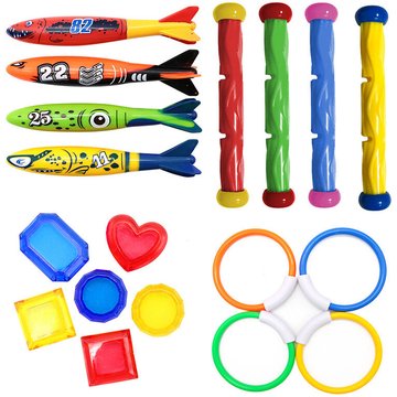 Perlerare - Jouets de Plongée, Jouet de Natation pour Piscine 15 pcs avec Bâtons de Plongée, Anneaux de Plongée, Torpedo Bandits, Balles de Jouet de