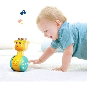 Jouets pour bébé - Girafe avec musique et lumière led, jouets rampants pour bébé, hochets mignons, cloche, développement d'apprentissage interactif