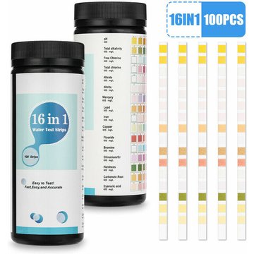 Kit D'analyse de l'eau Potable 16 en 1 bandelettes de Test d'eau Potable Kit de Test d'eau pour Le Test de qualité de l'eau à Domicile Test Rapide
