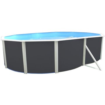 Kit piscine hors-sol acier TOI anthracite Prestigio 120 ovale 550x366x120 cm filtre à sable