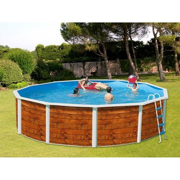 Kit piscine hors-sol acier TOI Etnica ronde décoration bois 3.50m x 1.20m