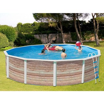 Kit piscine hors-sol acier TOI Pinus ronde décoration bois 3,50 m x 1,20 m
