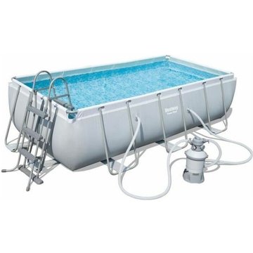 Kit piscine hors sol tubulaire Bestway Power Steel™ - 404 x 201 x 100 cm - Rectangulaire (Filtre à sable, échelle, diffuseur)