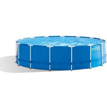 Kit Piscine hors sol tubulaire Intex Piscine - Metal Frame - 457 x 122 cm - Ronde (Pompe, bâche, tapis de sol, échelle) - 28242NP
