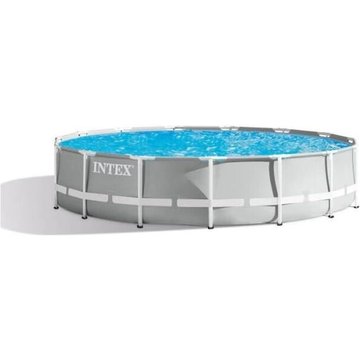 Kit Piscine hors sol tubulaire Intex Piscine - Prism Frame - 457 x 107 cm - Ronde (Pompe, bâche, tapis de sol et échelle) - 26724NP
