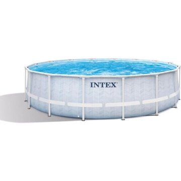 Kit piscine hors sol tubulaire Intex Piscine - Prism Frame - 488 x 122 cm - Ronde (Pompe, bâche, tapis de sol et échelle) - 26746NP