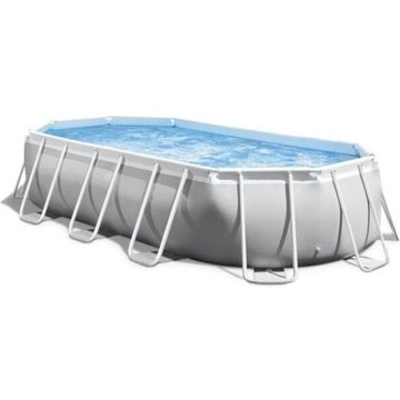 Kit Piscine hors sol tubulaire Intex Piscine - Prism Frame - 503 x 274 x 122 cm - Ovale (Pompe, bâche, tapis de sol et échelle) - 26796