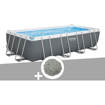 Bestway - Kit piscine tubulaire Power Steel rectangulaire 5,49 x 2,74 x 1,22 m + 10 kg de zéolite - Gris