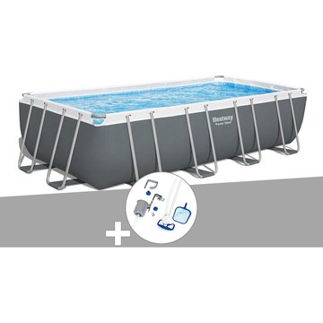 Kit piscine tubulaire Bestway Power Steel rectangulaire 5,49 x 2,74 x 1,22 m + Kit d'entretien - Gris