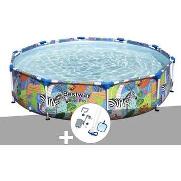 Bestway - Kit piscine tubulaire Steel Pro ronde 3,05 x 0,66 m + Kit d'entretien