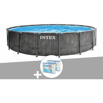 Intex Piscine - Kit piscine tubulaire Baltik ronde 4,57 x 1,22 m + 6 cartouches de filtration - Gris