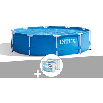 Kit piscine tubulaire Intex Piscine Metal Frame ronde 3,05 x 0,76 m + 6 cartouches de filtration - Bleu