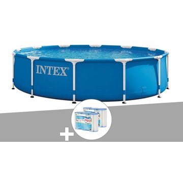 Intex Piscine - Kit piscine tubulaire Metal Frame ronde 3,66 x 0,76 m + 6 cartouches de filtration - Bleu