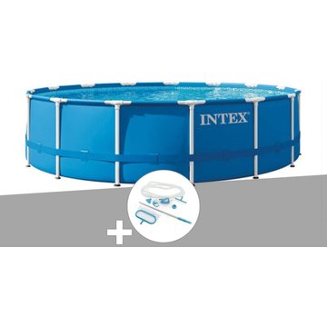 Intex Piscine - Kit piscine tubulaire Metal Frame ronde 4,57 x 1,22 m + kit d'entretien - Bleu