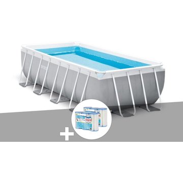 Intex Piscine - Kit piscine tubulaire Prism Frame rectangulaire 4,00 x 2,00 x 1,00 m + 6 cartouches de filtration - Gris