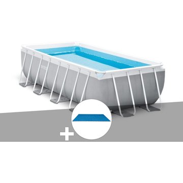Kit piscine tubulaire Prism Frame rectangulaire Intex 4,00 x 2,00 x 1,00 m + Bâche à bulles - Gris