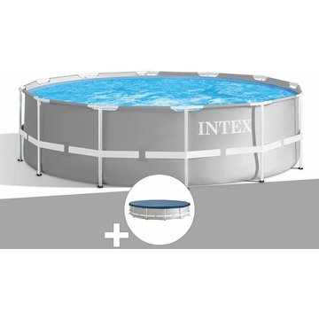 Intex Piscine Kit Tubulaire Prism Frame Ronde 3,66 x 0,99 m + Bâche de Protection - Gris