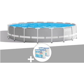 Kit piscine tubulaire Intex Prism Frame ronde 5,49 x 1,22 m + 6 cartouches de filtration - Gris