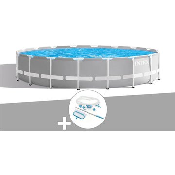 Intex Piscine - Kit piscine tubulaire Prism Frame ronde 5,49 x 1,22 m + Kit d'entretien - Gris
