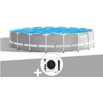 Intex Piscine Tubulaire Prism Frame Ronde 5,49 x 1,22 m + Pompe à Chaleur - Gris