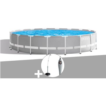 Intex - Kit piscine tubulaire Prism Frame ronde 6,10 x 1,32 m + Douche solaire - Gris