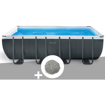 Intex Piscine - Kit piscine tubulaire Ultra XTR Frame rectangulaire 5,49 x 2,74 x 1,32 m + 10 kg de zéolite - Gris
