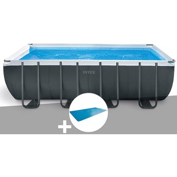 Intex Piscine - Kit tubulaire Ultra XTR Frame rectangulaire 5,49 x 2,74 x 1,32 m + Bâche à bulles - Gris