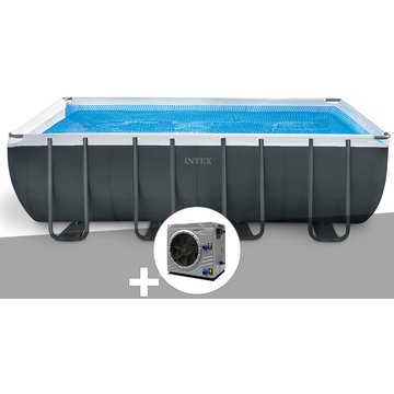 Intex Piscine - Kit piscine tubulaire Ultra XTR Frame rectangulaire 5,49 x 2,74 x 1,32 m + Pompe à chaleur - Gris