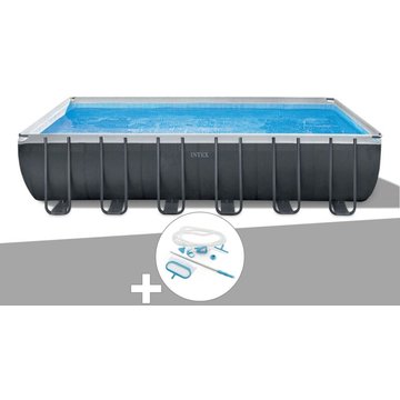 Kit piscine tubulaire Intex Ultra XTR Frame rectangulaire 7,32 x 3,66 x 1,32 m + Kit d'entretien - Gris