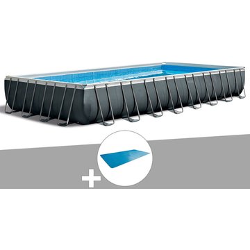 Intex Piscine - Kit piscine tubulaire Ultra XTR Frame rectangulaire 9,75 x 4,88 x 1,32 m + Bâche à bulles - Gris