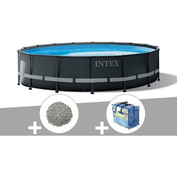 Kit piscine tubulaire Intex Ultra XTR Frame ronde 4,88 x 1,22 m + Bâche à bulles + 20 kg de zéolite