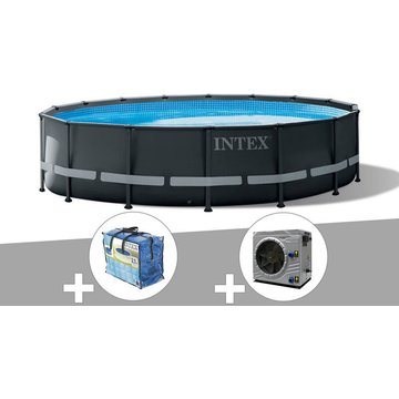 Kit piscine tubulaire Intex Ultra XTR Frame ronde 4,88 x 1,22 m + Bâche à bulles + Pompe à chaleur