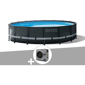 Intex Piscine Kit Tubulaire Ultra XTR Frame Ronde 4,88 x 1,22 m + Pompe à Chaleur - Gris
