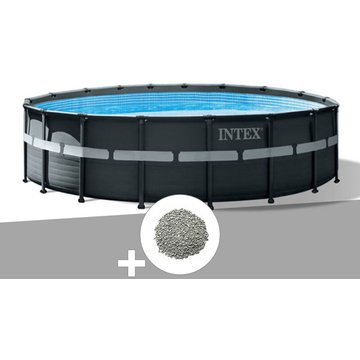 Intex Piscine - Kit piscine tubulaire Ultra XTR Frame ronde 5,49 x 1,32 m + 20 kg de zéolite - Gris