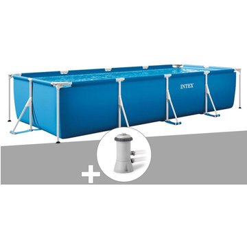 Intex Piscine - Kit piscine tubulaire rectangulaire 4,50 x 2,20 x 0,84 m + Filtration à cartouche - Bleu