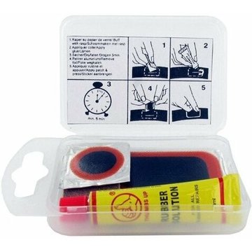 Kit de réparation chambre à air piscine UNIVERSEL avec 2 rustines diamètre 20 mm et 5 rustines 45x25 mm + colle et abrasif