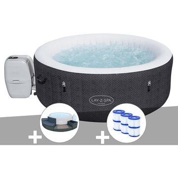 Bestway - Kit spa gonflable Lay-Z-Spa Havana rond Airjet 2/4 places + Ensemble mobilier 4 modules + 6 filtres - Noir