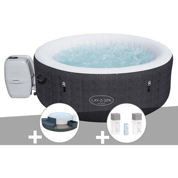 Bestway - Kit spa gonflable Lay-Z-Spa Havana rond Airjet 2/4 places + Ensemble mobilier 4 modules + Kit traitement brome - Noir