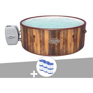 Bestway - Kit spa gonflable Lay-Z-Spa Helsinki rond Airjet 5/7 places + 6 filtres - Marron