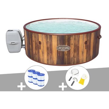 Bestway - Kit spa gonflable Lay-Z-Spa Helsinki rond Airjet 5/7 places + 6 filtres + Kit de nettoyage - Marron