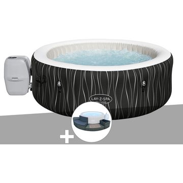 Kit spa gonflable Bestway Lay-Z-Spa Hollywood rond Airjet 4/6 places + Ensemble mobilier spa - Noir