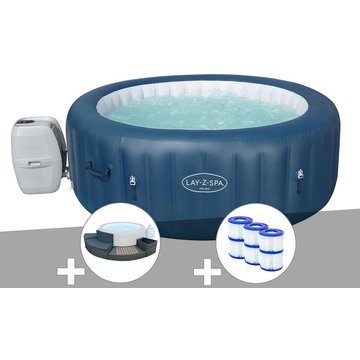 Kit spa gonflable Bestway Lay-Z-Spa Milan rond Airjet Plus 4/6 places + Ensemble mobilier + 6 filtres - Bleu